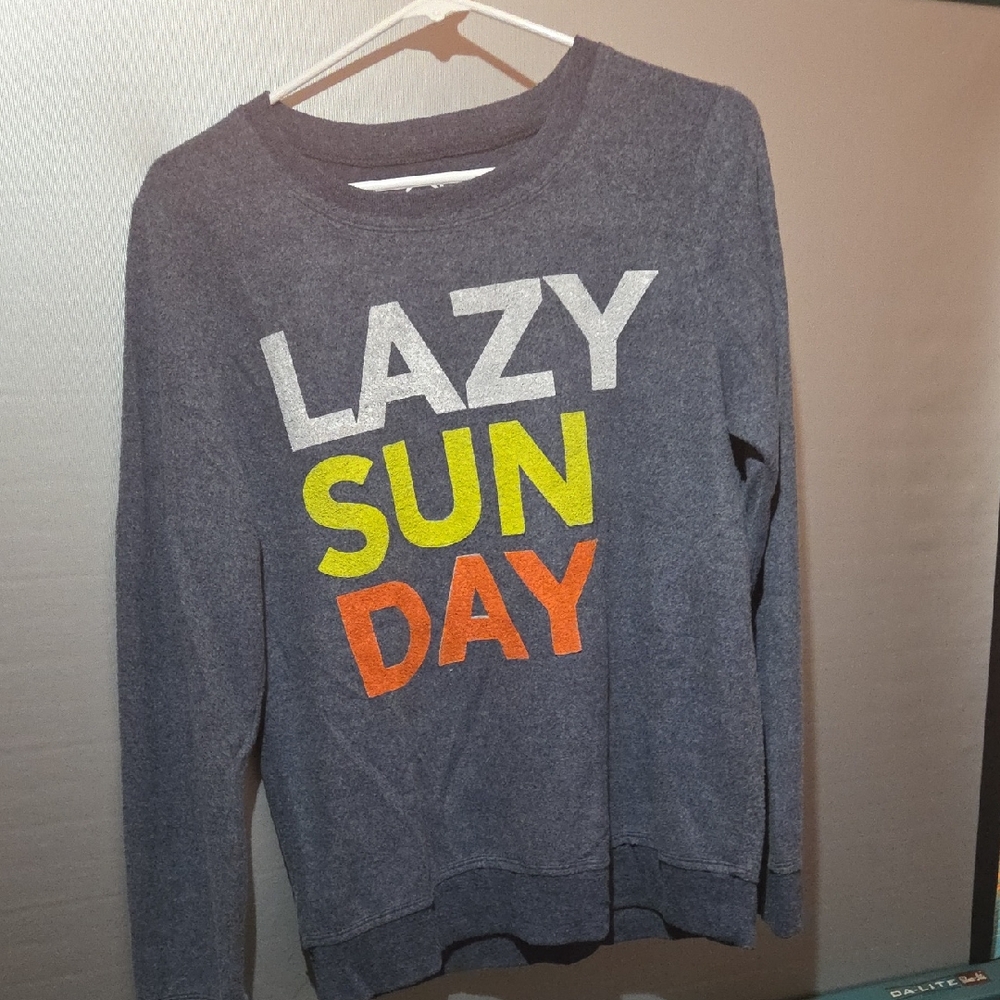 Gray Sweater with Colorful Print